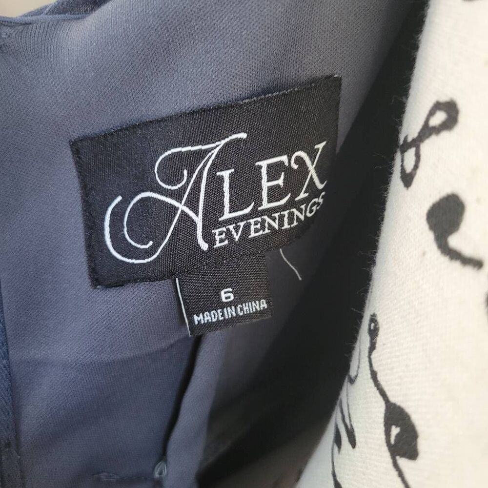 Alex Evenings 6 dark grey glitter shimmer formal dress prom babydoll cut open ba - Picture 10 of 14